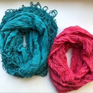 nordstrom light scarfs (turquoise and pink)